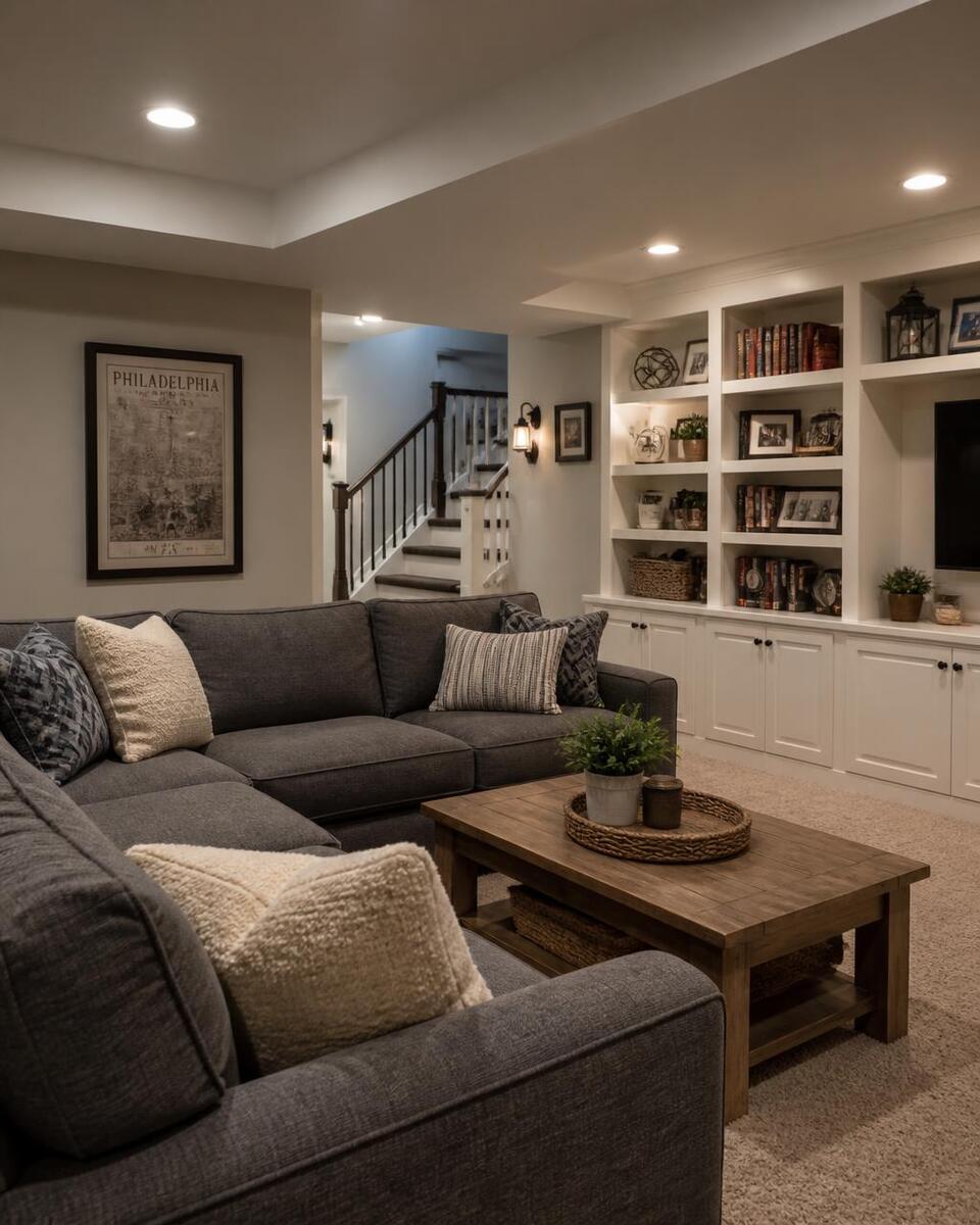 Finished basement living space